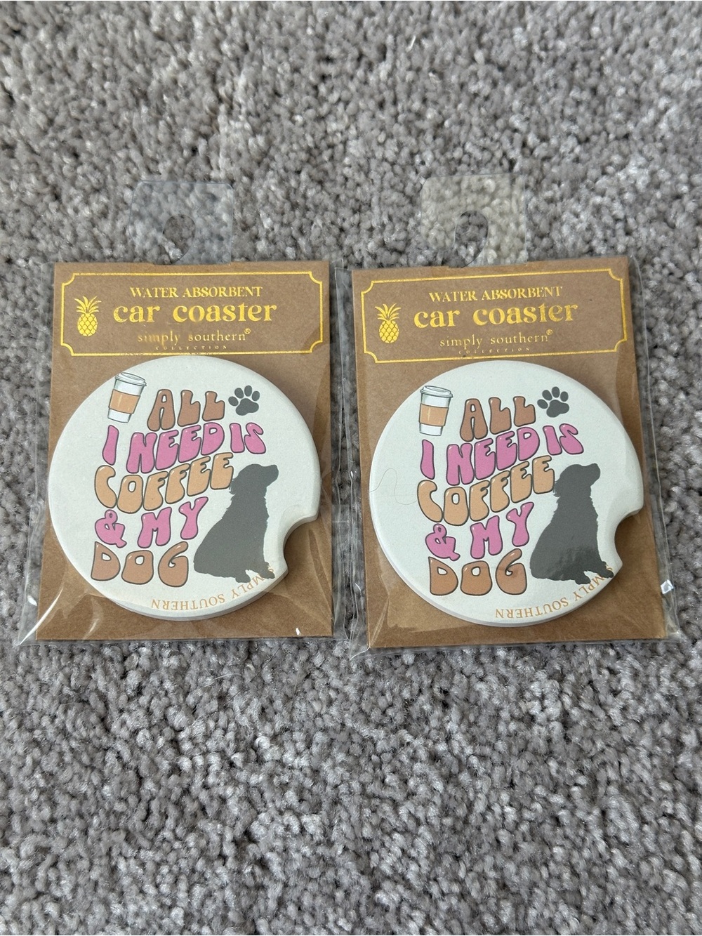 Simply Southern Water Absorbent Car Coasters Set of 2